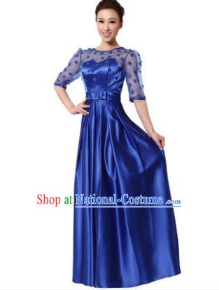 Top Grade Chorus Singing Group Modern Dance Royalblue Dress, Compere Classical Dance Costume for Women