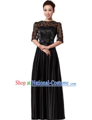 Top Grade Chorus Singing Group Modern Dance Black Dress, Compere Classical Dance Costume for Women