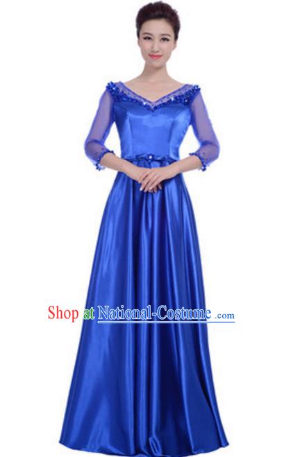 Top Grade Chorus Singing Group Royalblue Full Dress, Compere Modern Dance Costume for Women