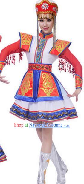 Traditional Chinese Mongolian Princess Ethnic Clothing, China Mongols Minority Folk Dance Costume for Women