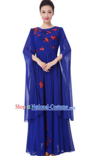 Top Grade Chorus Group Choir Embroidered Royalblue Full Dress, Compere Stage Performance Modern Dance Costume for Women