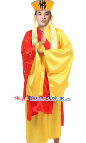 Traditional Chinese Ancient Shaveling Costume Song Dynasty Legend of the White Snake Monk Fa Hai Historical Clothing and Headpiece Complete Set