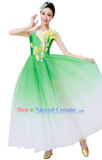 Top Grade Chinese Classical Dance Green Dress, Compere Stage Performance Choir Costume for Women