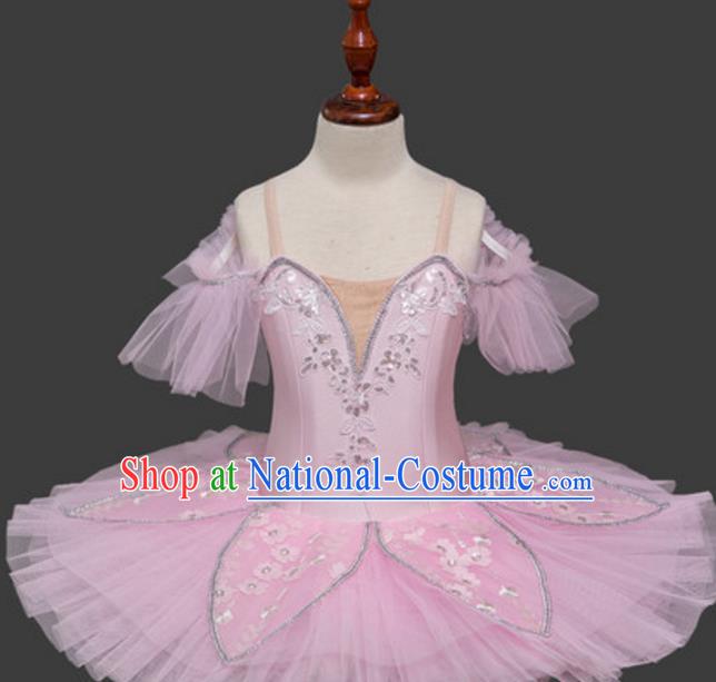 Top Grade Modern Dance Costume Ballet Ballerina Dance Pink Bubble Dress for Women