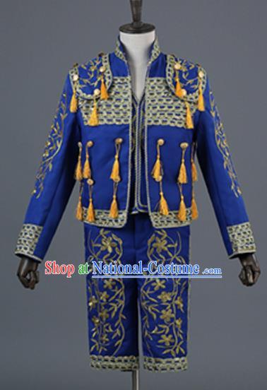 Top Grade European Traditional Court Costumes England Prince Blue Suits for Men