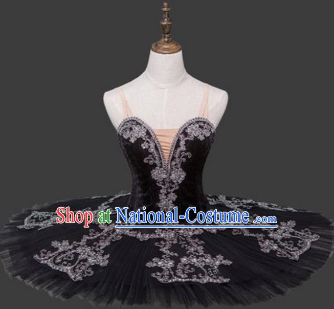 Top Grade Ballet Dance Costume Ballerina Dance Tu Tu Dancewear Black Bubble Dress for Women