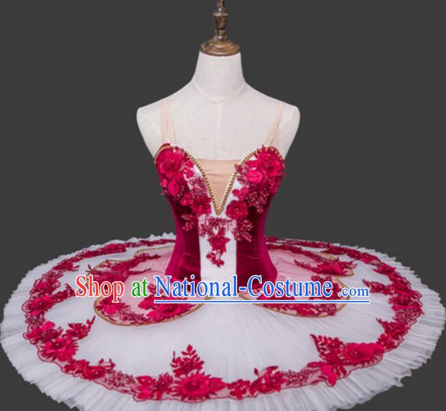 Top Grade Ballet Dance Costume Rosy Bubble Dress Ballerina Dance Tu Tu Dancewear for Women