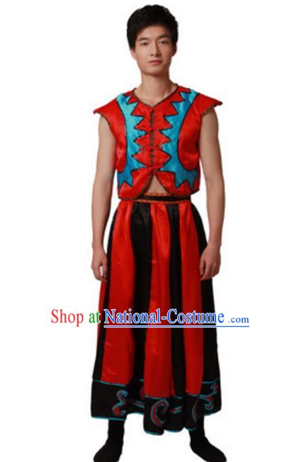 Traditional Chinese Yi Nationality Dance Dress, Chinese Yi Ethnic Dance Costume for Men