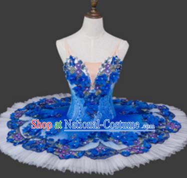 Top Grade Ballet Costume Blue Bubble Dress Ballerina Dance Tu Tu Dancewear for Women