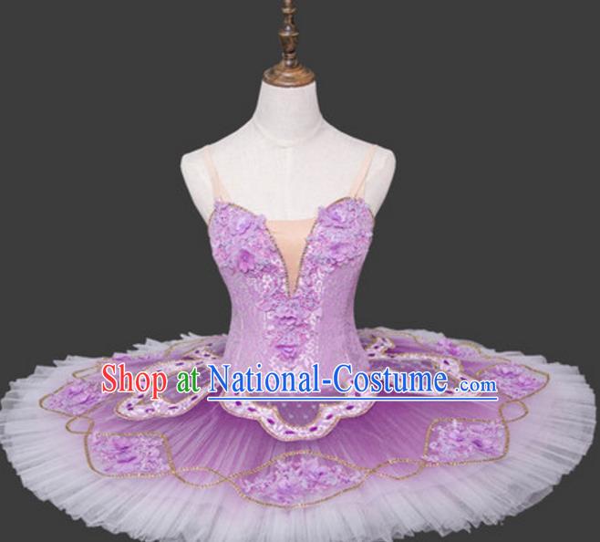 Top Grade Ballet Costume Lilac Bubble Dress Ballerina Dance Tu Tu Dancewear for Women