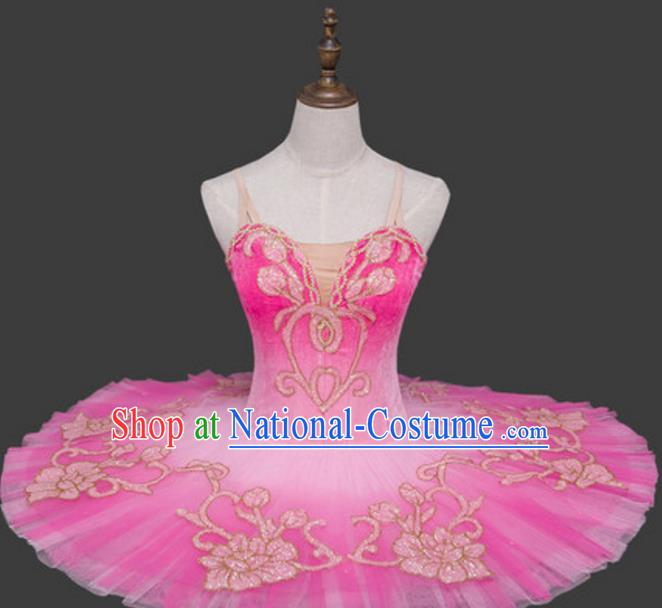 Top Grade Ballet Dance Costume Pink Bubble Dress Ballerina Skirt Tu Tu Dancewear for Women