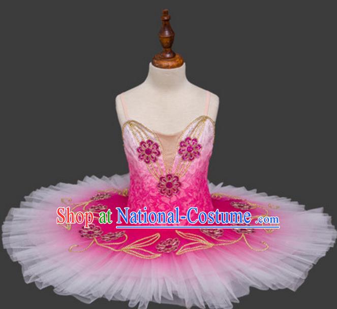 Top Grade Ballet Dance Costume Rosy Bubble Dress Ballerina Skirt Tu Tu Dancewear for Women