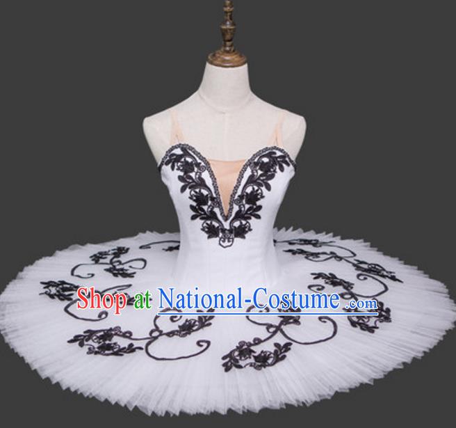 Top Grade Ballet Dance Costume White Dress Bubble Ballerina Skirt Tu Tu Dancewear for Women