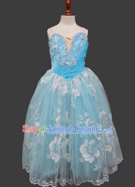 Top Grade Ballet Dance Costume Blue Dress Ballerina Skirt Tu Tu Dancewear for Women