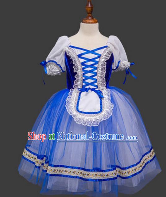 Top Grade Ballet Swan Dance Costume Blue Dress Ballerina Skirt Tu Tu Dancewear for Women