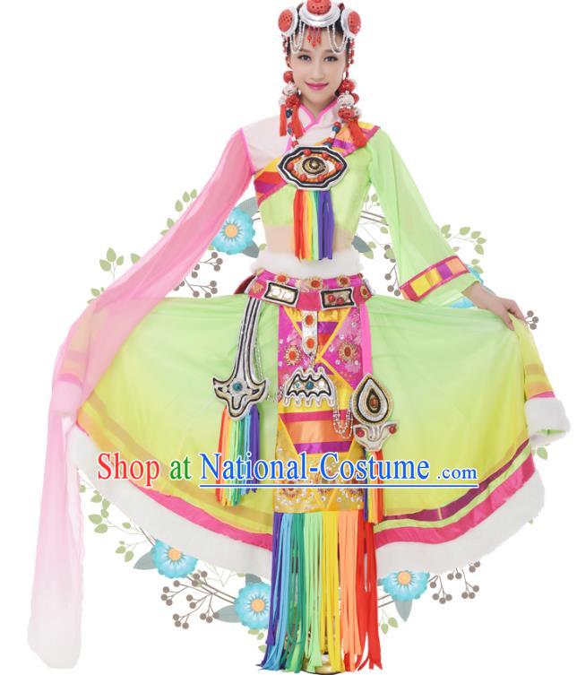 Traditional Chinese Yangge Fan Dance Folk Dance Ethnic Costume Classical Yangko Chorus Modern Dance Dress Halloween Clothing and Shoes