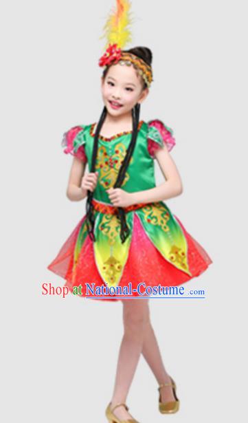 Top Grade Modern Dance Ballet Dance Green Veil Dress Stage Performance Chorus Costume for Kids