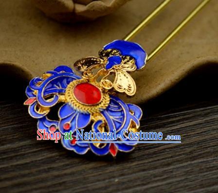 Chinese Traditional Ancient Hair Accessories Hanfu Hairpins Blueing Golden Butterfly Hair Clip Headwear for Women