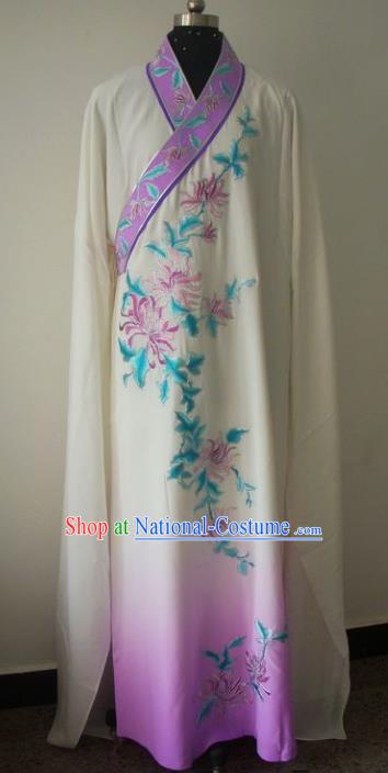 Chinese Traditional Beijing Opera Embroidered Chrysanthemum Costumes China Peking Opera Niche Silk Robe Gwanbok for Adults