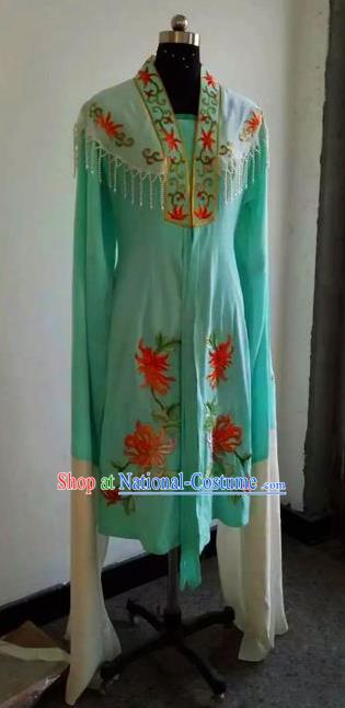 Chinese Traditional Beijing Opera Actress Costumes China Peking Opera Embroidered Chrysanthemum Blue Dress for Adults