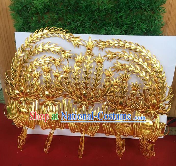 Chinese Traditional Ancient Queen Headwear Palace Golden Phoenix Coronet Hairpins Hair Accessories for Women