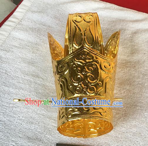 Chinese Traditional Ancient Emperor Golden Tuinga Hairdo Crown Hairpins Hair Accessories for Men