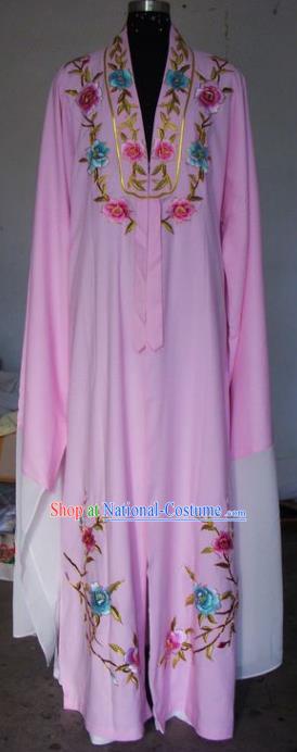 Chinese Traditional Beijing Opera Scholar Costumes Niche Embroidered Peony Pink Robe for Adults