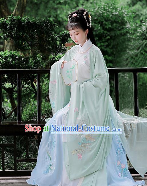 Chinese Ancient Jin Dynasty Imperial Concubine Hanfu Dress Embroidered Costumes Complete Set for Women