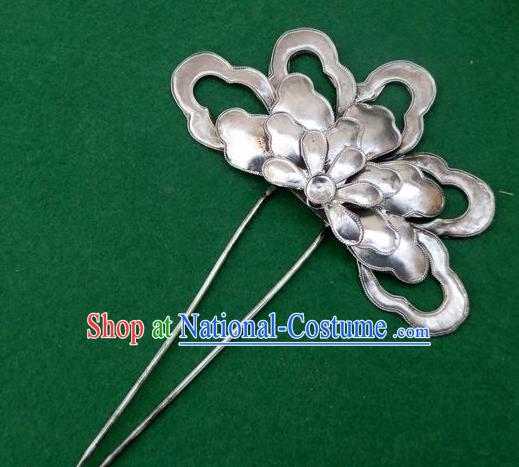 Chinese Traditional Miao Nationality Hair Accessories Blueing Hairpins Headwear for Women