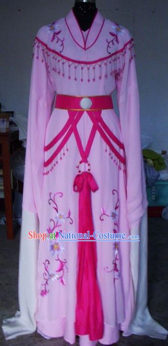 Chinese Traditional Beijing Opera Young Lady Costumes China Peking Opera Embroidered Pink Dress for Adults