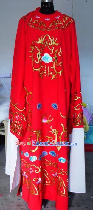 Chinese Traditional Shaoxing Opera Scholar Costumes Peking Opera Niche Embroidered Red Robe for Adults