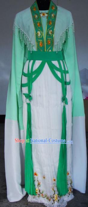 Chinese Traditional Beijing Opera Actress Green Dress China Peking Opera Embroidered Costumes for Adults