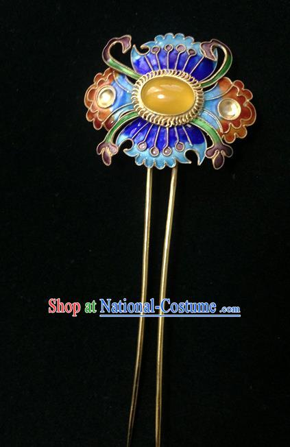 Chinese Traditional Ancient Handmade Cloisonne Lotus Hairpins Hair Accessories Hair Clip for Women