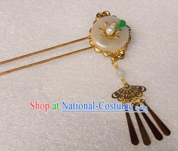 Chinese Traditional Hair Accessories Ancient Bride Hairpins Jade Hair Clip for Women