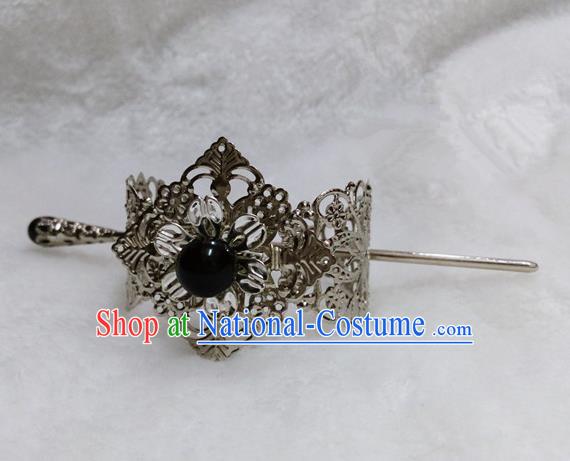 Chinese Traditional Ancient Prince Hair Accessories Swordsman Hairpins Black Bead Tuinga for Men