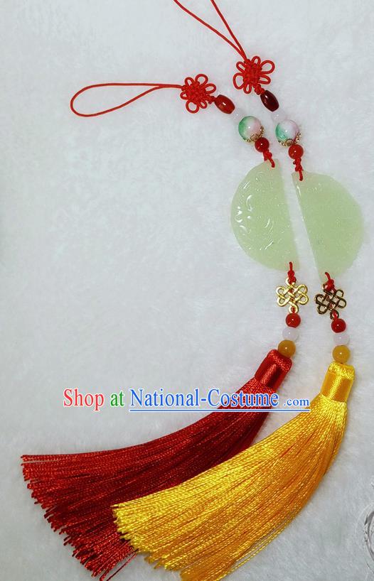 Handmade Chinese Ancient Accessories Jade Moon Tassel Waist Pendant for Women