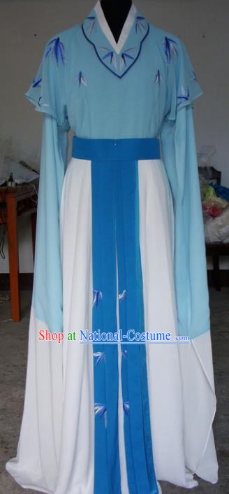 Chinese Traditional Beijing Opera Actress Embroidered Blue Dress China Peking Opera Princess Costumes for Adults