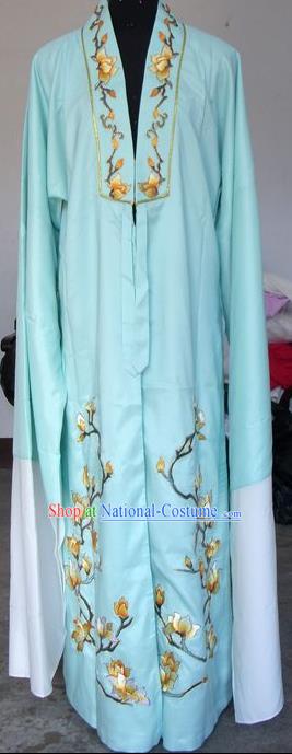 Chinese Traditional Shaoxing Opera Scholar Green Clothing Peking Opera Niche Embroidered Mangnolia Costumes for Adults