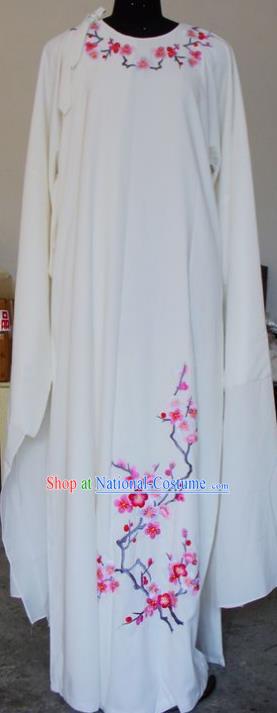 Chinese Traditional Shaoxing Opera Scholar White Robe Peking Opera Niche Embroidered Wintersweet Costumes for Adults