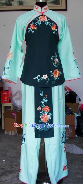 Chinese Traditional Beijing Opera Maidservants Embroidered Green Clothing China Peking Opera Costumes for Adults