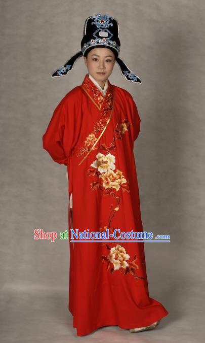 Chinese Traditional Shaoxing Opera Robe Peking Opera Niche Embroidered Red Costume for Adults