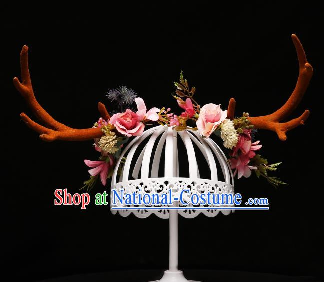 Children Modern Dance Hair Accessories Stage Performance Antlers Hair Clasp for Kids