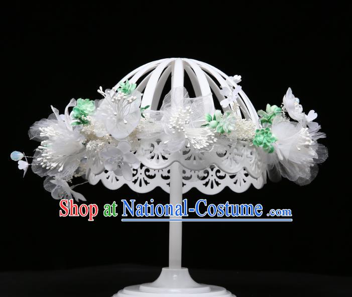 Children Modern Dance Hair Accessories Stage Performance White Flowers Hair Clasp for Kids