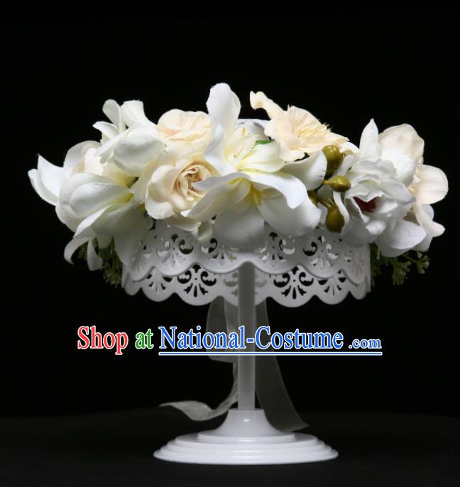 Children Modern Dance Hair Accessories Stage Performance White Flowers Hair Clasp for Kids