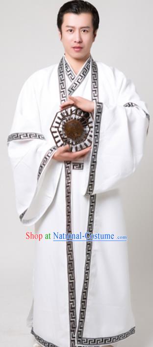 Chinese Traditional Martial Arts Costume Kung Fu Taoist White Robe for Men