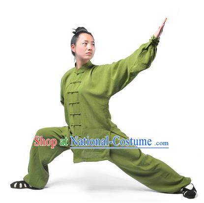 Chinese Traditional Martial Arts Costumes Tai Chi Kung Fu Green Suits for Women