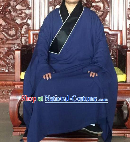 Chinese Traditional Martial Arts Costumes Tai Chi Taoist Kung Fu Navy Robe for Men