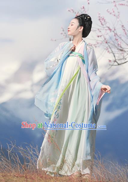 Chinese Ancient Tang Dynasty Palace Lady Hanfu Dress Embroidered Costumes Complete Set for Women