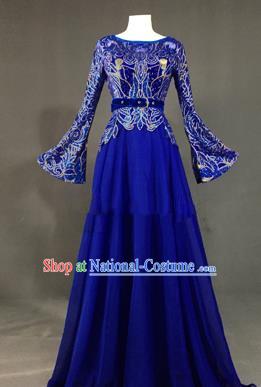 Top Grade Stage Performance Costume Models Catwalks Royalblue Full Dress for Women