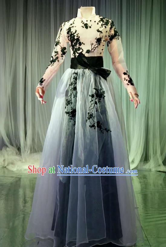 Top Grade Models Catwalks Costume Compere Stage Performance Veil Full Dress for Women